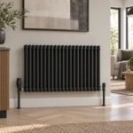 Aura 2 Column Horizontal Radiator 600mm x 1010mm Matt Black Roomshot