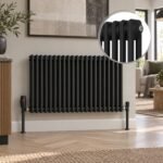 Aura 2 Column Horizontal Radiator 600mm x 1010mm Matt Black - Image 2