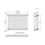 Aura 2 Column Horizontal Radiator 600mm x 785mm Matt Black - Image 5