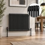 Aura 2 Column Horizontal Radiator 600mm x 785mm Matt Black - Image 2