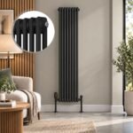 Aura 2 Column Vertical Radiator 1800mm x 380mm Matt Black - Image 2