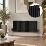 Aura 3 Column Horizontal Radiator 600mm x 1190mm Matt Black - Image 2