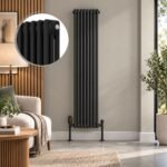 Aura 3 Column Vertical Radiator 1800mm x 380mm Matt Black - Image 2
