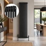 Aura 2 Column Vertical Radiator 1800mm x 425mm Matt Black - Image 2