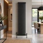 Aura 3 Column Vertical Radiator 1800mm x 425mm Matt Black Roomshot