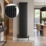 Aura 3 Column Vertical Radiator 1800mm x 425mm Matt Black - Image 2