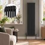 Aura 2 Column Vertical Radiator 1800mm x 470mm Matt Black - Image 2