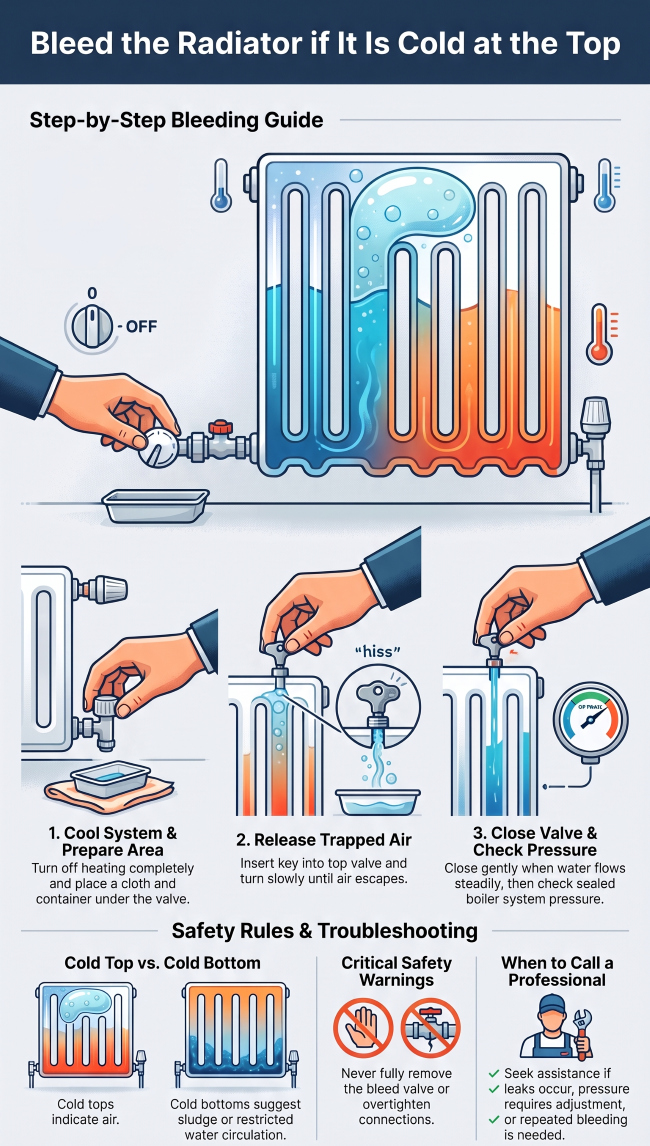 Bleeding a radiator to release trapped air and improve central heating performance