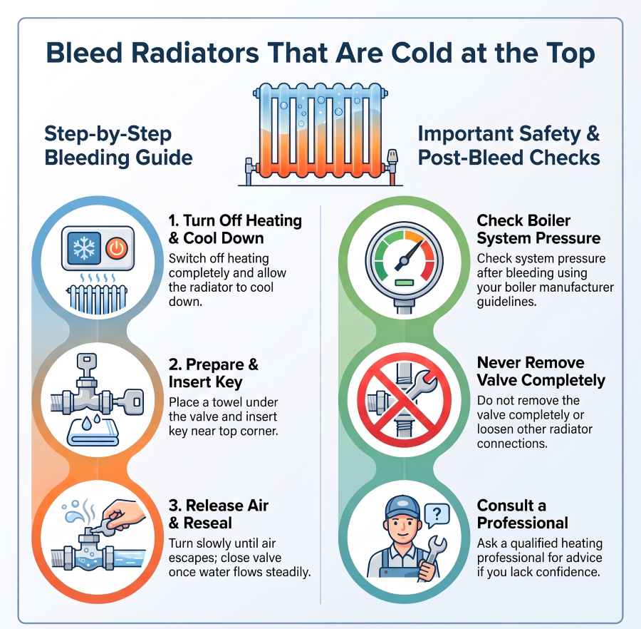 How to bleed a radiator that is cold at the top
