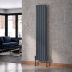 Luna Double Flat Vertical Designer Radiator 1800mm x 380mm Anthracite Roomshot