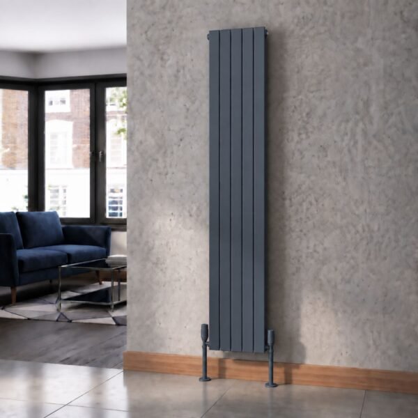 Luna Double Flat Vertical Designer Radiator 1800mm x 380mm Anthracite Roomshot