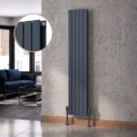 Luna Double Flat Vertical Designer Radiator 1800mm x 380mm Anthracite - Image 2