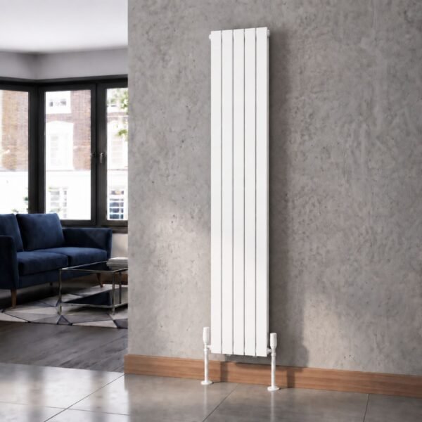 Luna Double Flat Vertical Designer Radiator 1800mm x 380mm White Roomshot