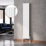 Luna Double Flat Vertical Designer Radiator 1800mm x 380mm White - Image 2