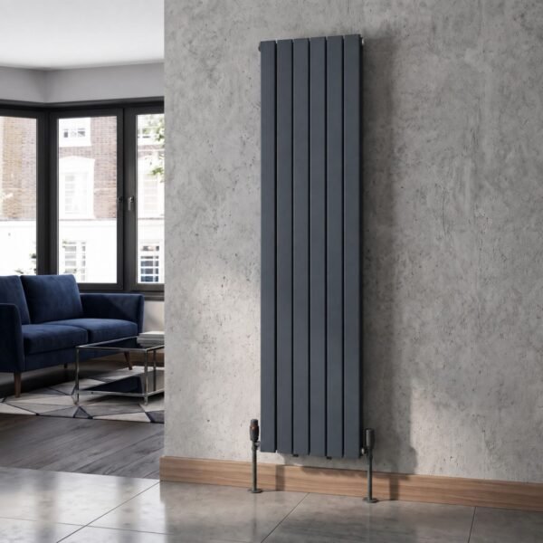 Luna Double Flat Vertical Designer Radiator 1800mm x 456mm Anthracite Roomshot