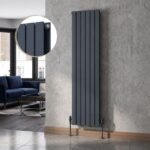 Luna Double Flat Vertical Designer Radiator 1800mm x 456mm Anthracite - Image 2