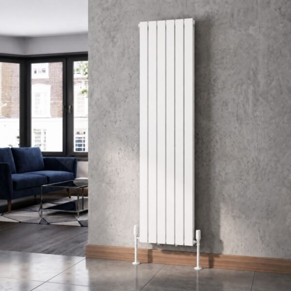 Luna Double Flat Vertical Designer Radiator 1800mm x 456mm White Roomshot
