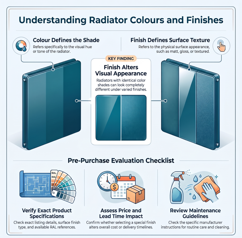 Column radiator buying guide covering heat output, dimensions, pipe connections and RAL colour finishes