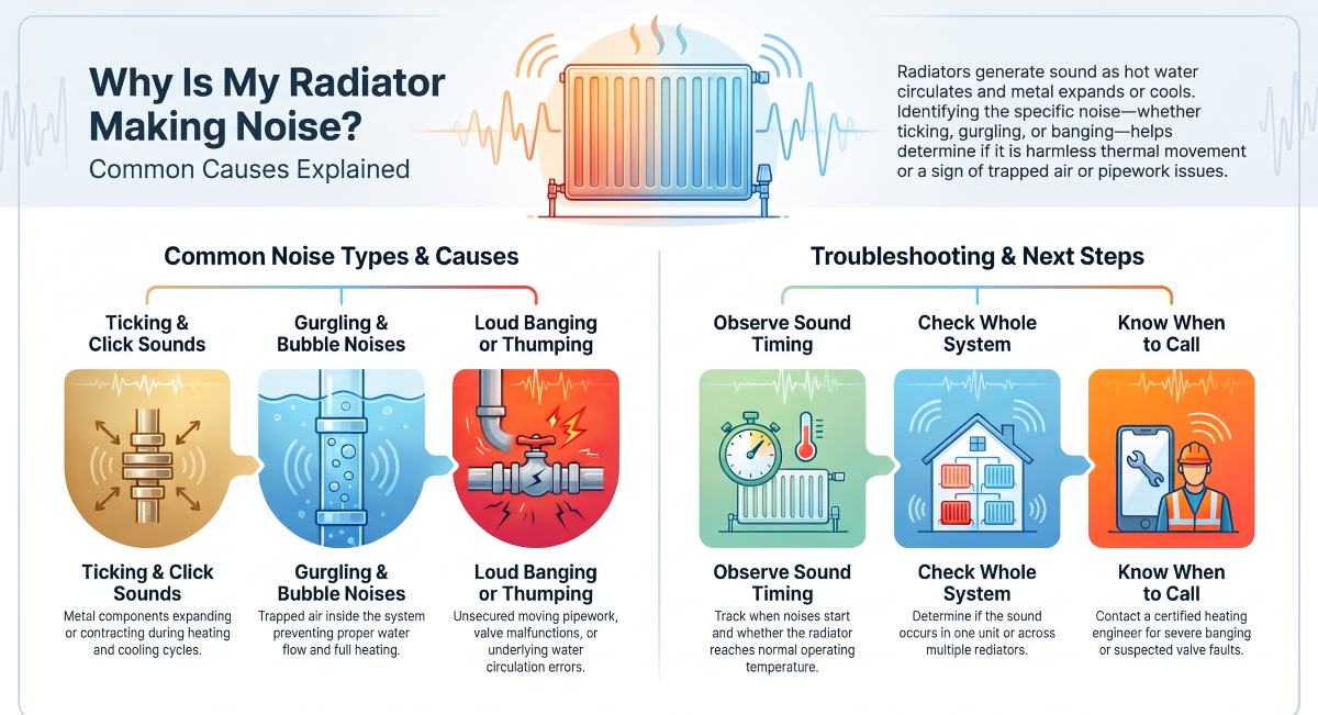 Radiator making banging, gurgling or clicking noises in a home